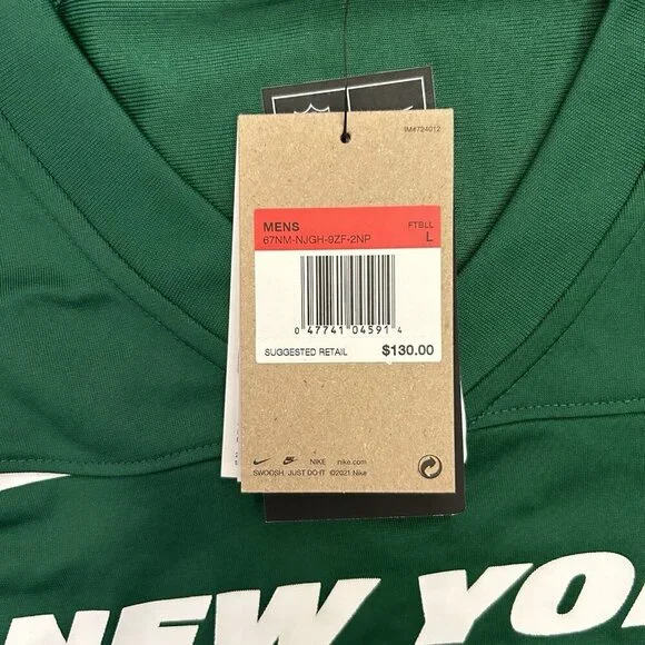 Nike New York Jets Football Jersey NFL #2 Wilson Men's Size L - Large - NWT $130 - Picture 11 of 16
